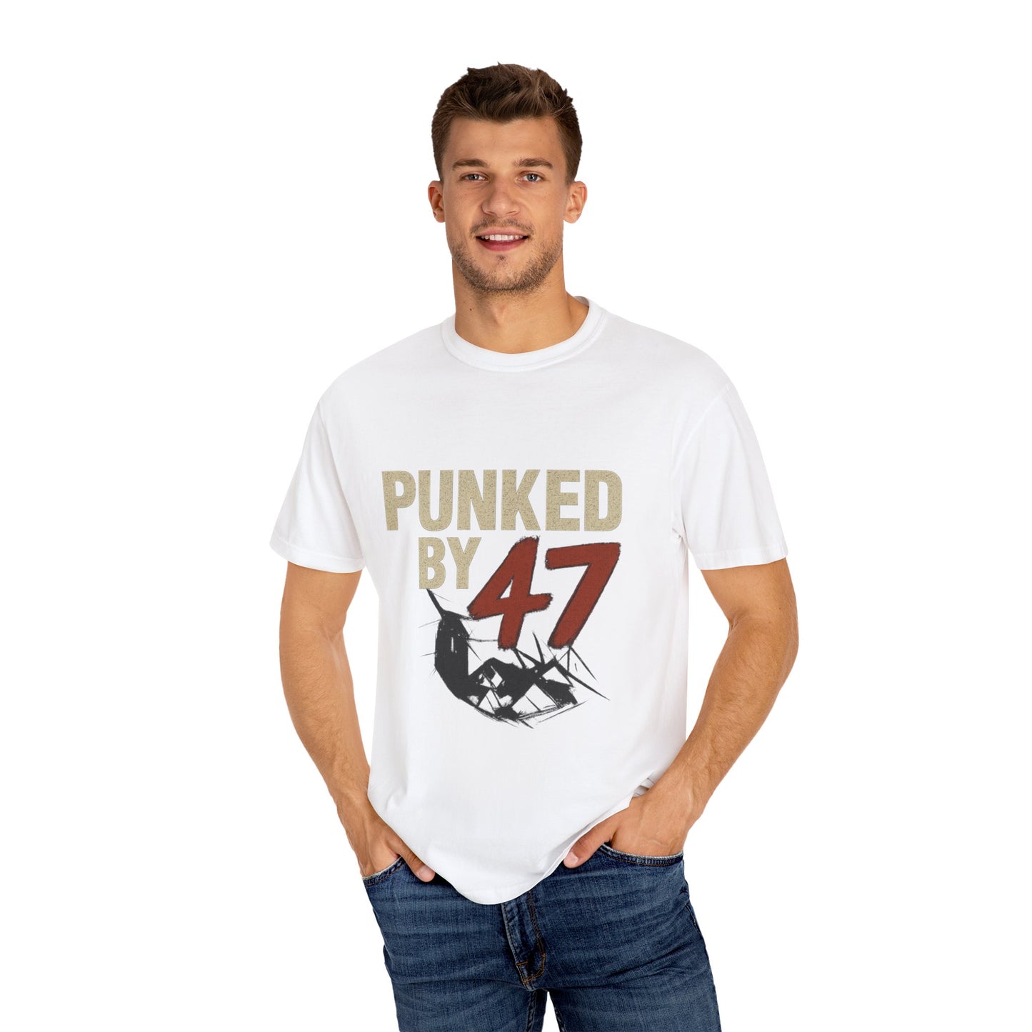 Punked by 47 Graphic T-Shirt, Unisex Punk-Inspired Tee, Casual Everyday Shirt, Retro Statement Top, Music & Political Satire Gift