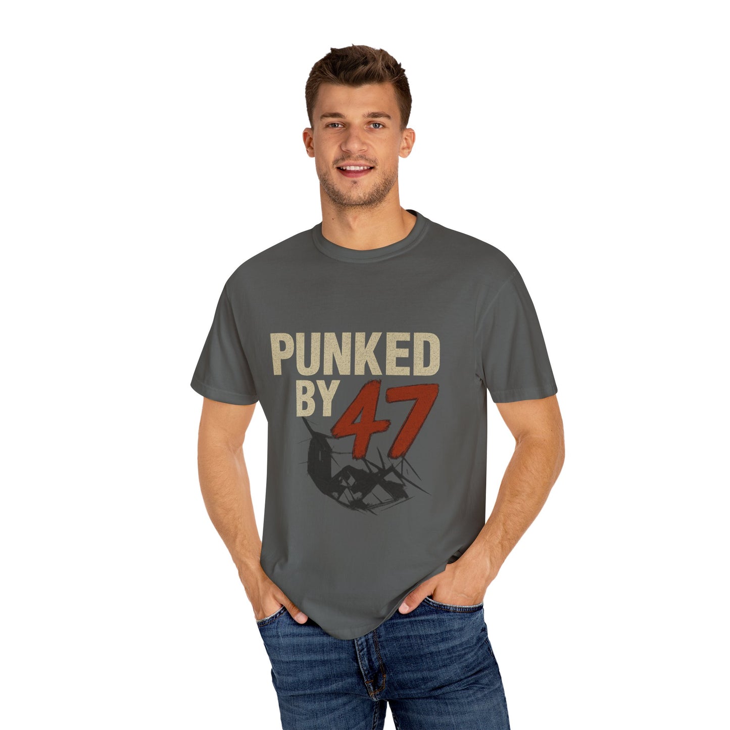 Punked by 47 Graphic T-Shirt, Unisex Punk-Inspired Tee, Casual Everyday Shirt, Retro Statement Top, Music & Political Satire Gift