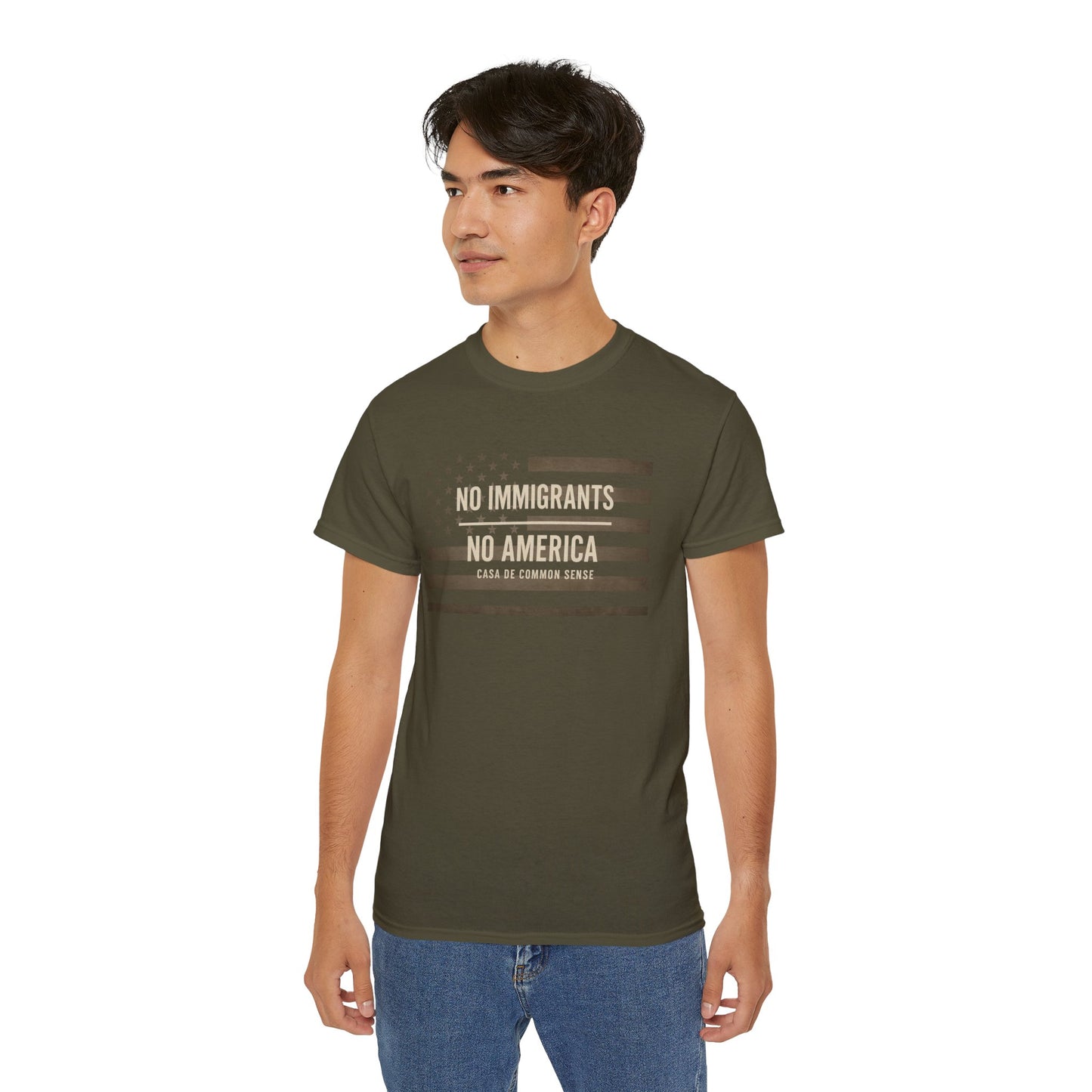 No Immigrants, No America T Shirt -Unisex Political Statement Tee, Casual Activist Shirt, Everyday Comfort for Men & Women