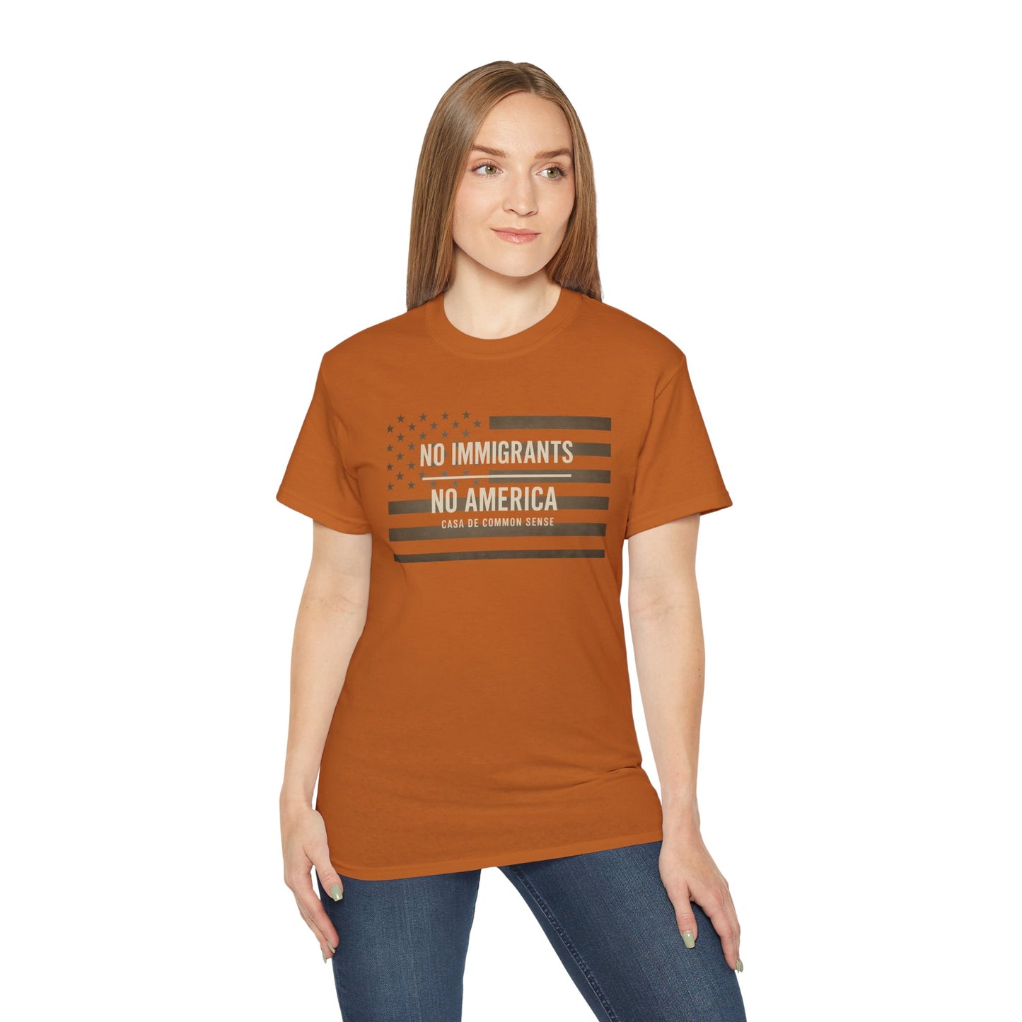 No Immigrants, No America T Shirt -Unisex Political Statement Tee, Casual Activist Shirt, Everyday Comfort for Men & Women