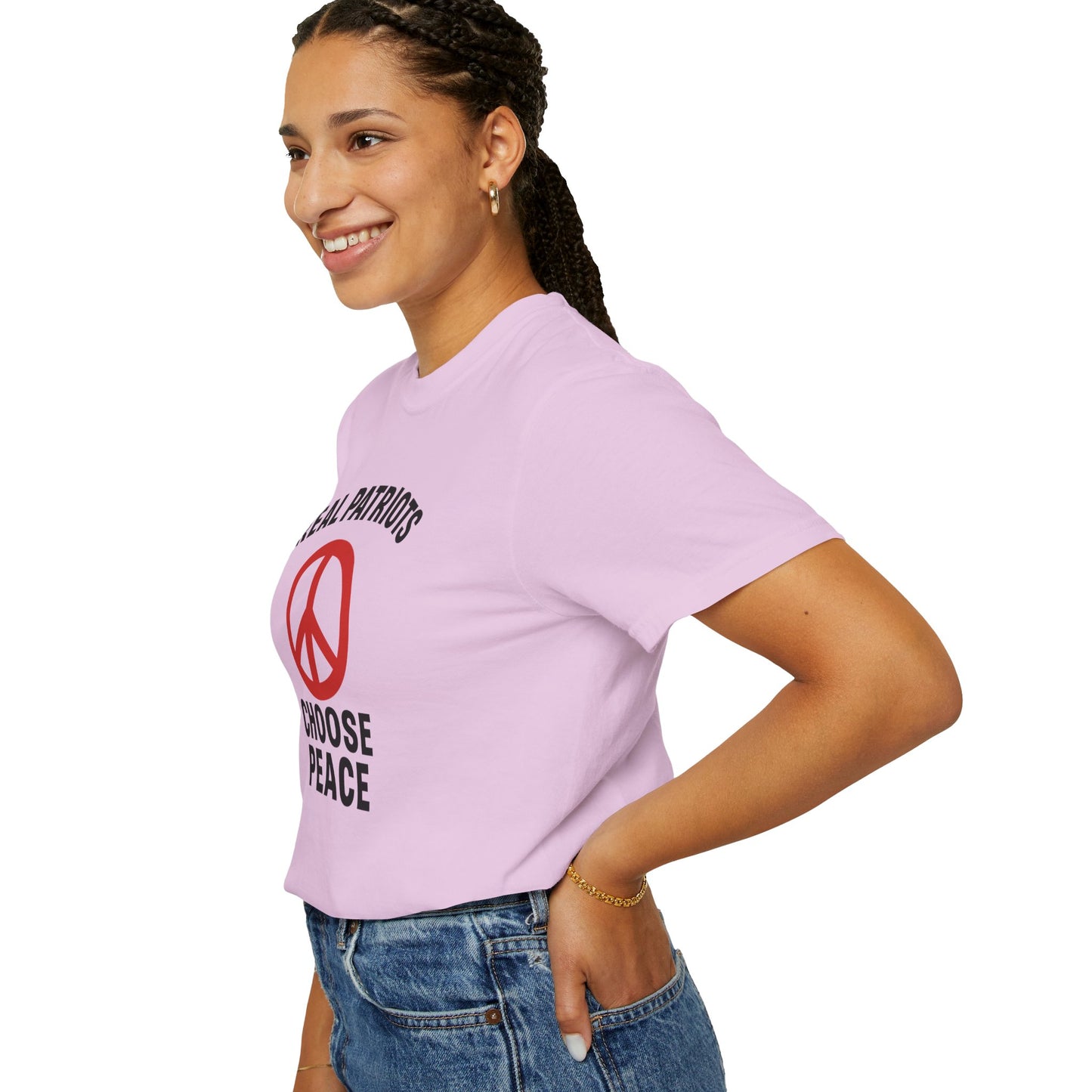 Real Patriots Choose Peace T-Shirt – Unisex Graphic Tee, Activist Shirt, Casual Everyday Wear, Comfortable Cotton Top