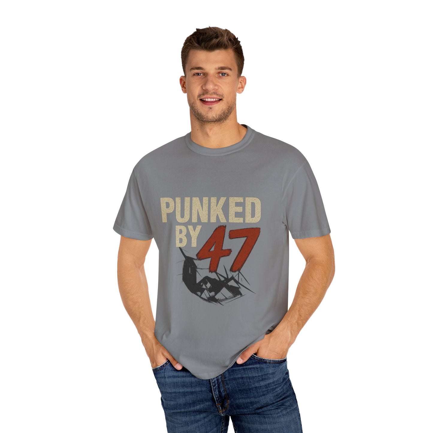 Punked by 47 Graphic T-Shirt, Unisex Punk-Inspired Tee, Casual Everyday Shirt, Retro Statement Top, Music & Political Satire Gift