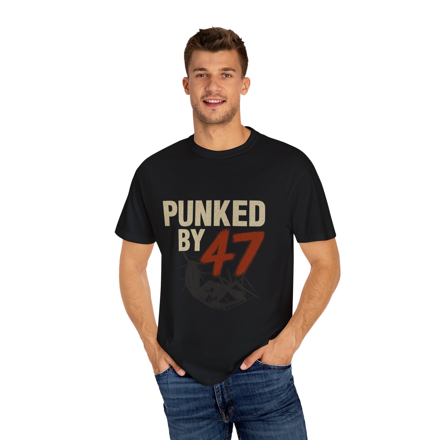 Punked by 47 Graphic T-Shirt, Unisex Punk-Inspired Tee, Casual Everyday Shirt, Retro Statement Top, Music & Political Satire Gift