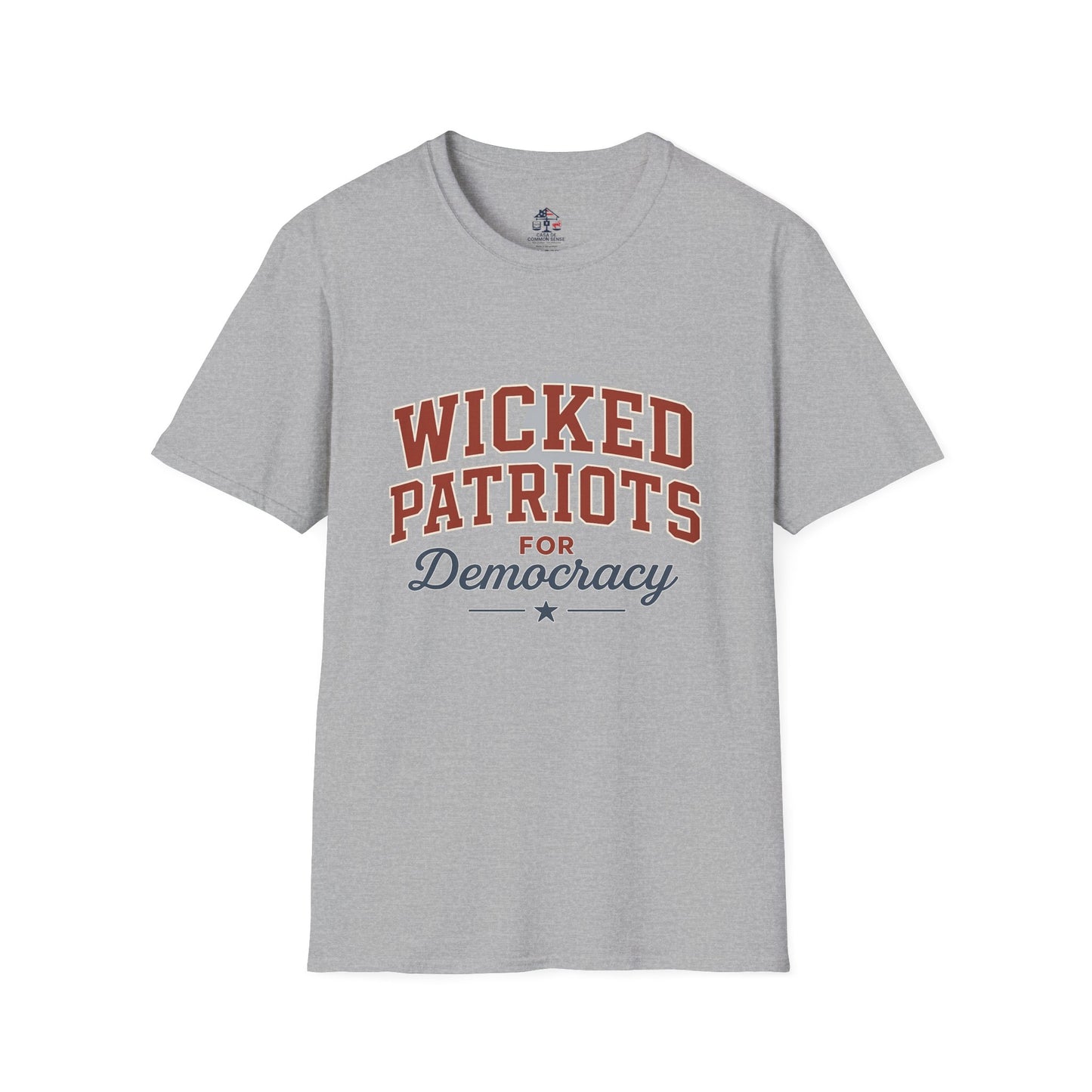 Wicked Patriots for Democracy T-Shirt | Unisex Softstyle Tee for Political Activism, Casual Wear, Gift for Independence Day, Election Day
