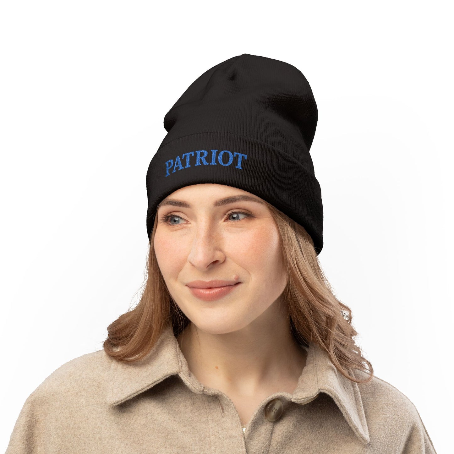 Patriotic Knit Beanie with Embroidery Colors Winter Hat, Gift for Veterans, Independence Day, Christmas, Cozy Fashion
