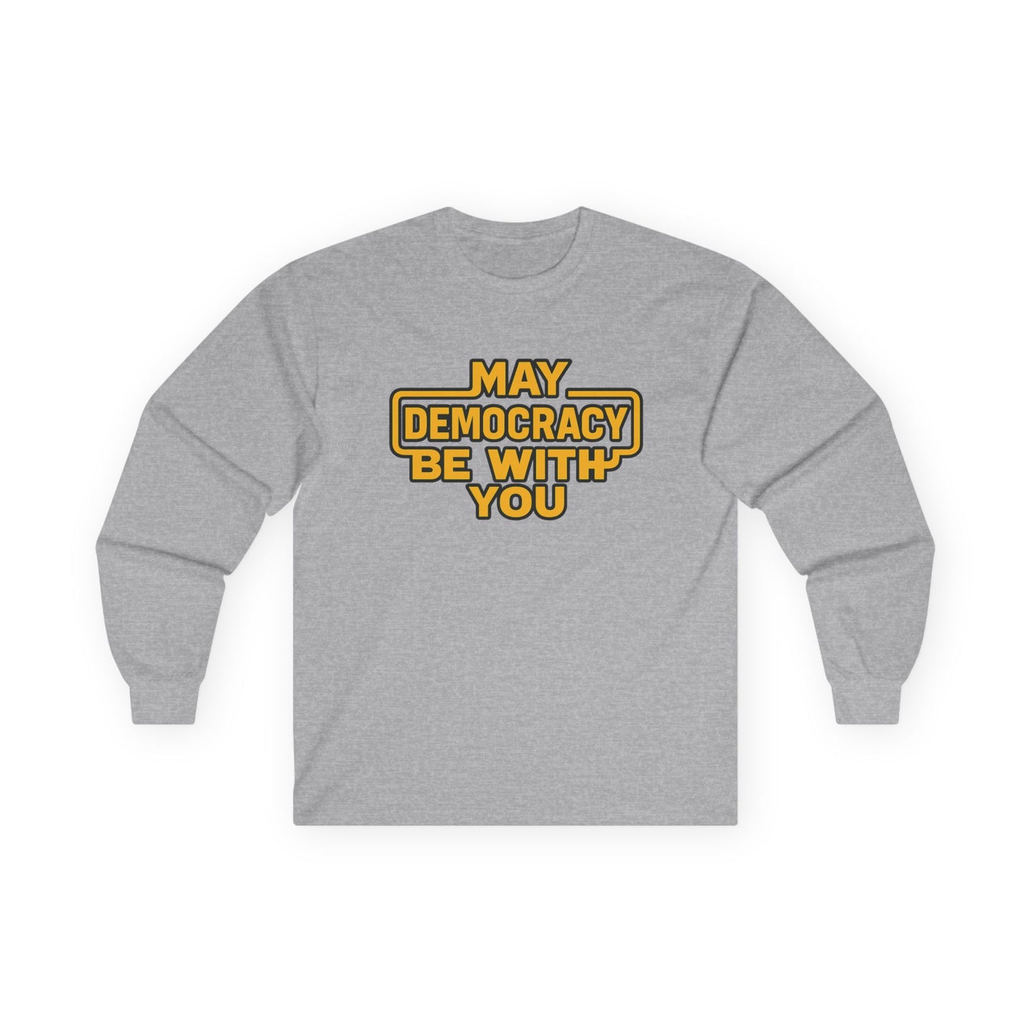 Democracy Long Sleeve Tee, Unisex Cotton Shirt, Political Statement Top, Gift for Activists, Casual Wear, Social Justice Apparel