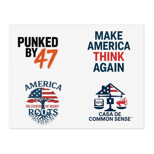 Casa de Common Sense Sticker Sheet – Die-Cut Political Satire Decals (8.5x11)