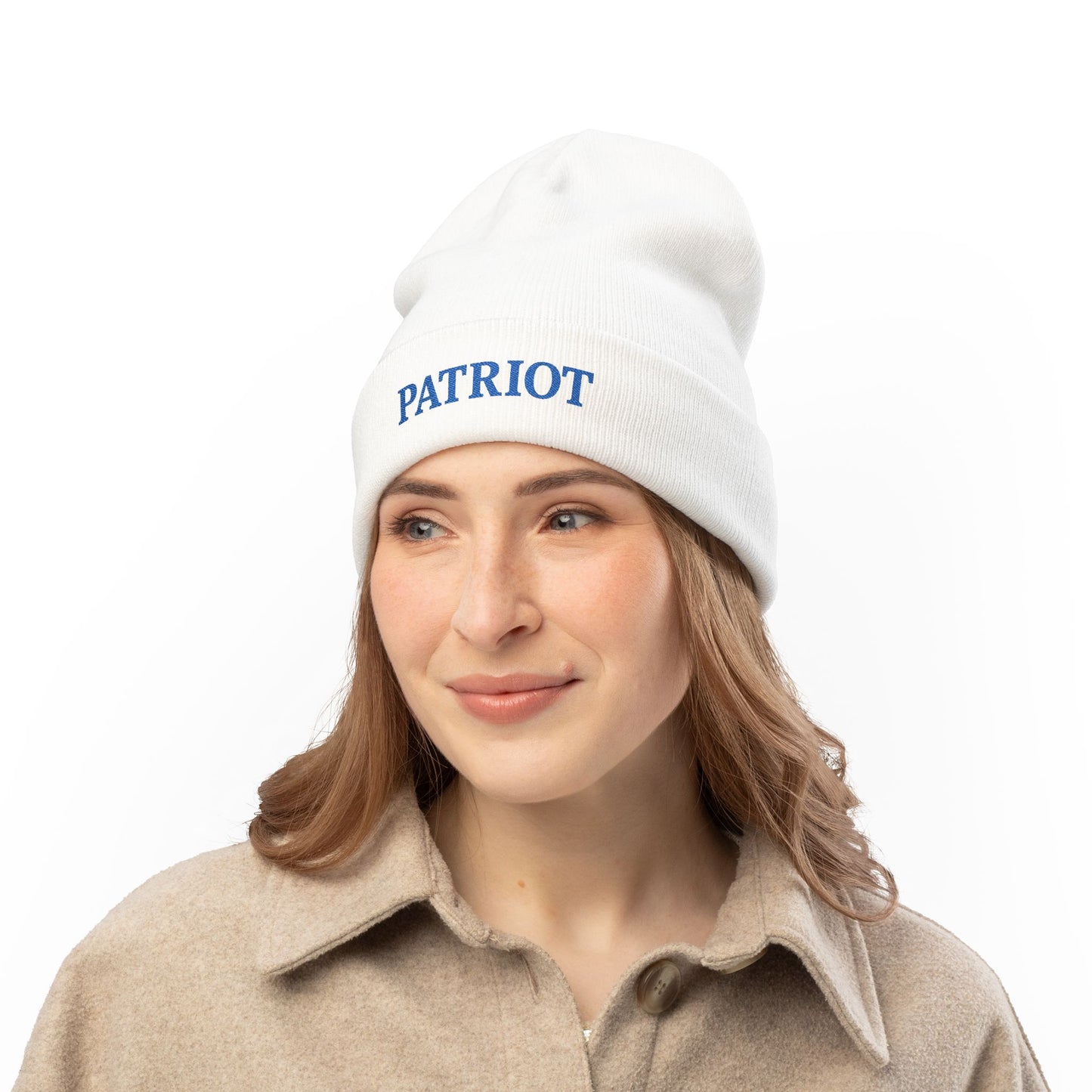 Patriotic Knit Beanie with Embroidery Colors Winter Hat, Gift for Veterans, Independence Day, Christmas, Cozy Fashion