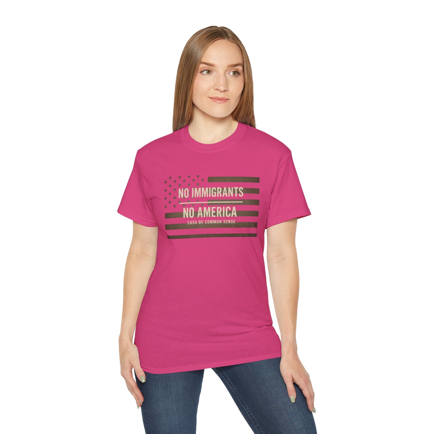 No Immigrants, No America T Shirt -Unisex Political Statement Tee, Casual Activist Shirt, Everyday Comfort for Men & Women