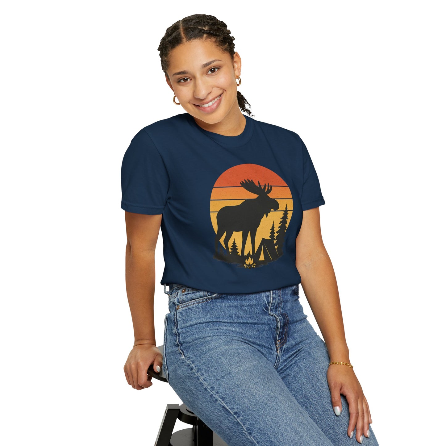 Moose Camping Sunset T-Shirt