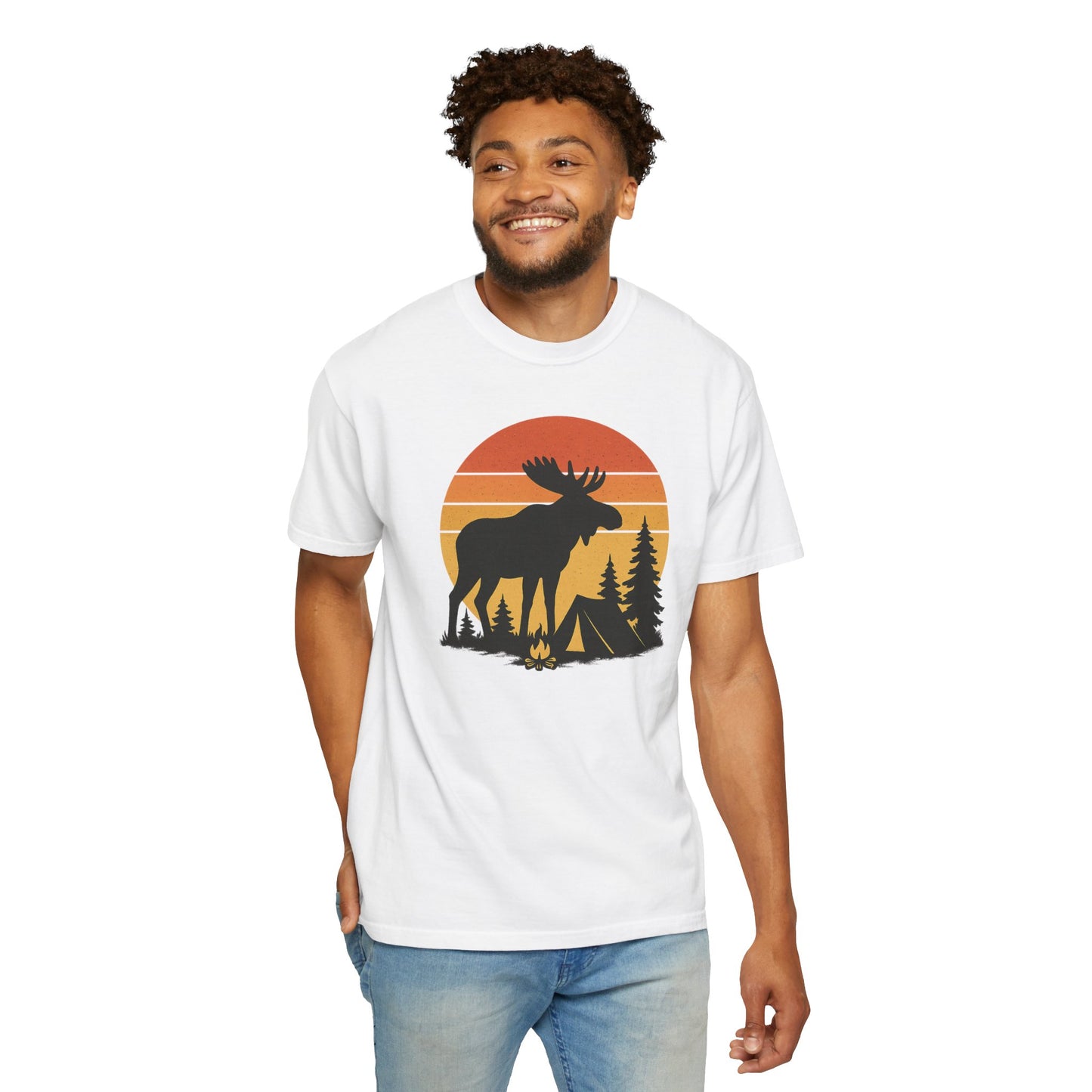Moose Camping Sunset T-Shirt