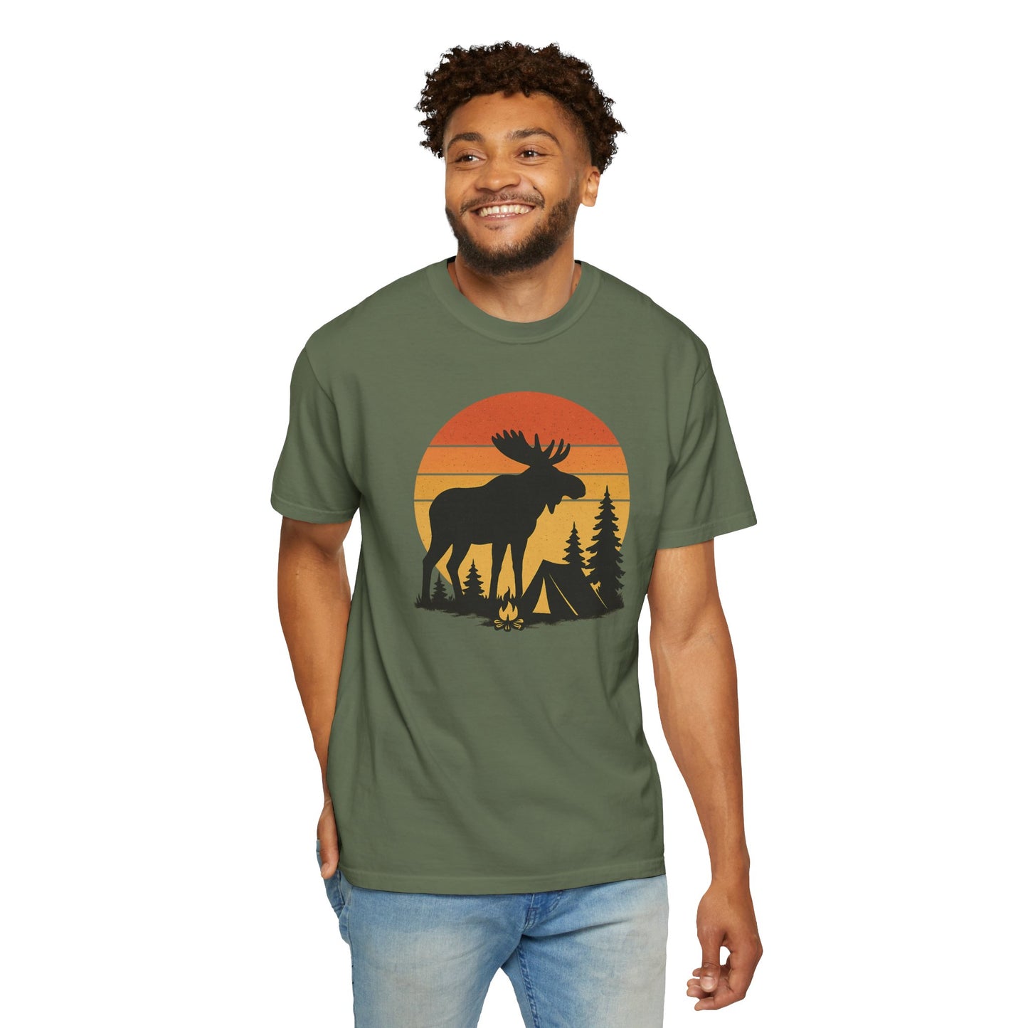 Moose Camping Sunset T-Shirt