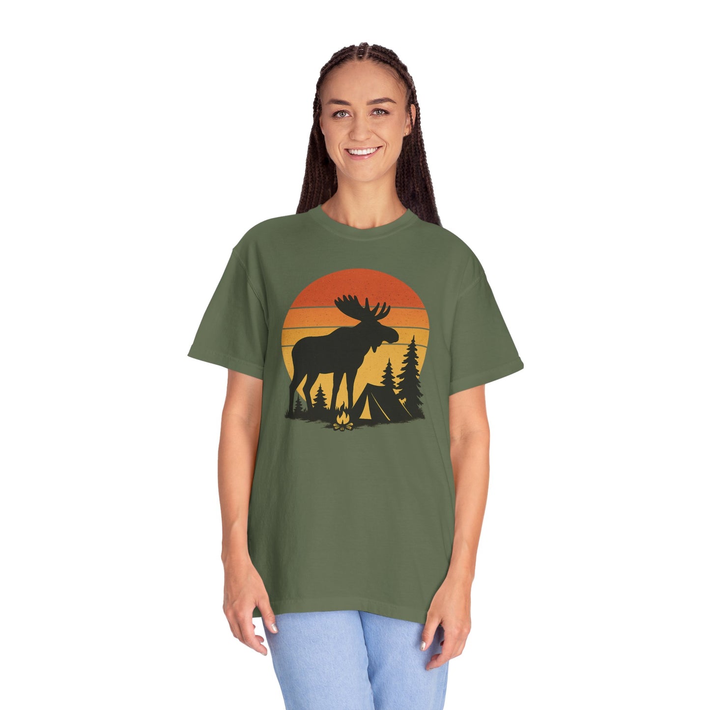 Moose Camping Sunset T-Shirt