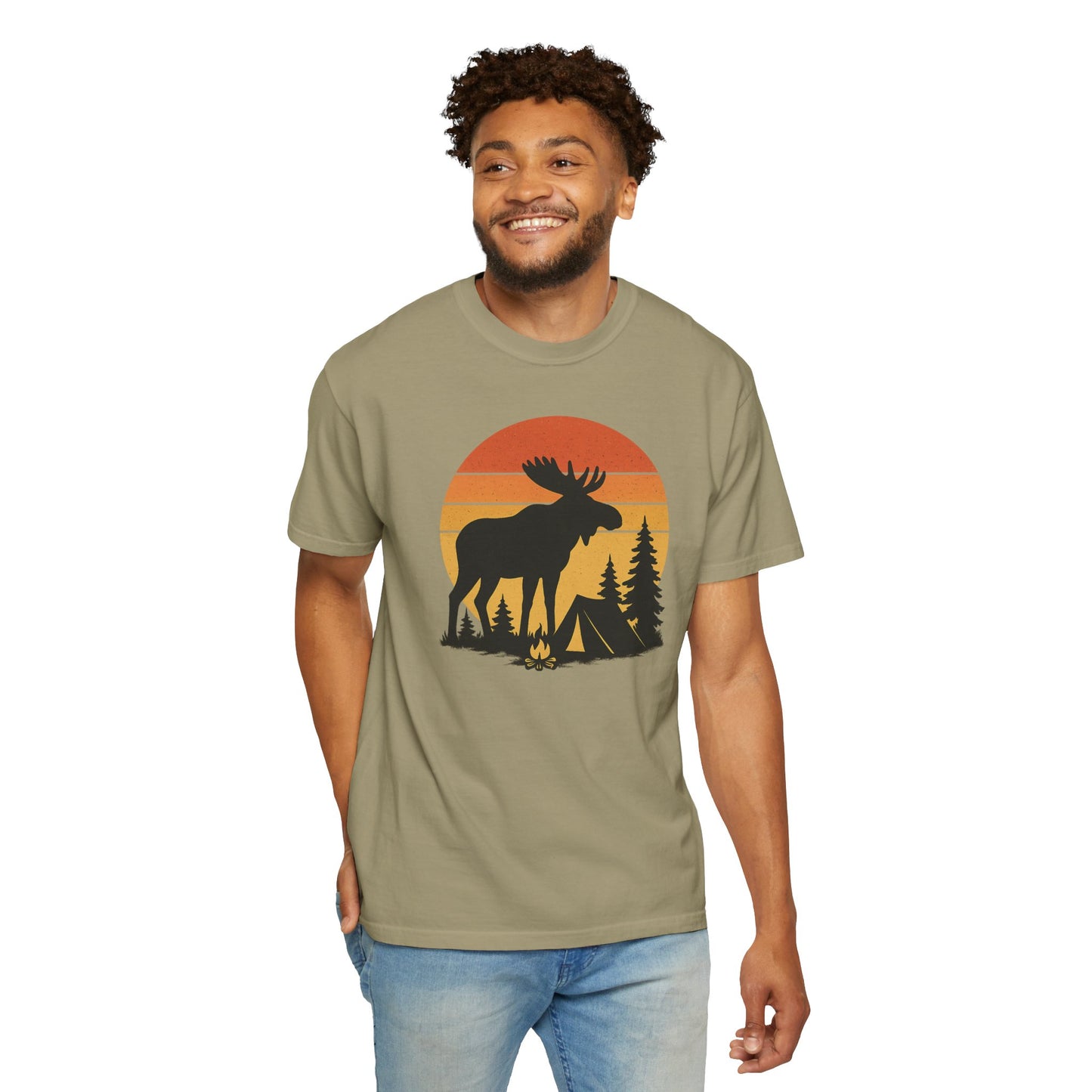 Moose Camping Sunset T-Shirt