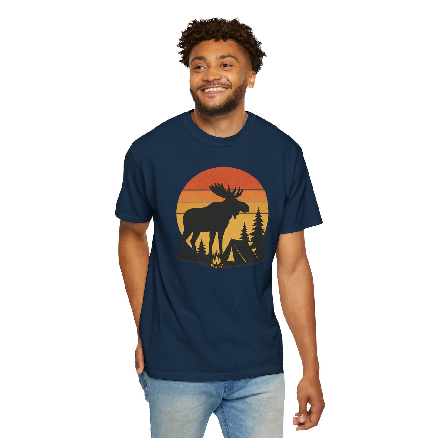 Moose Camping Sunset T-Shirt