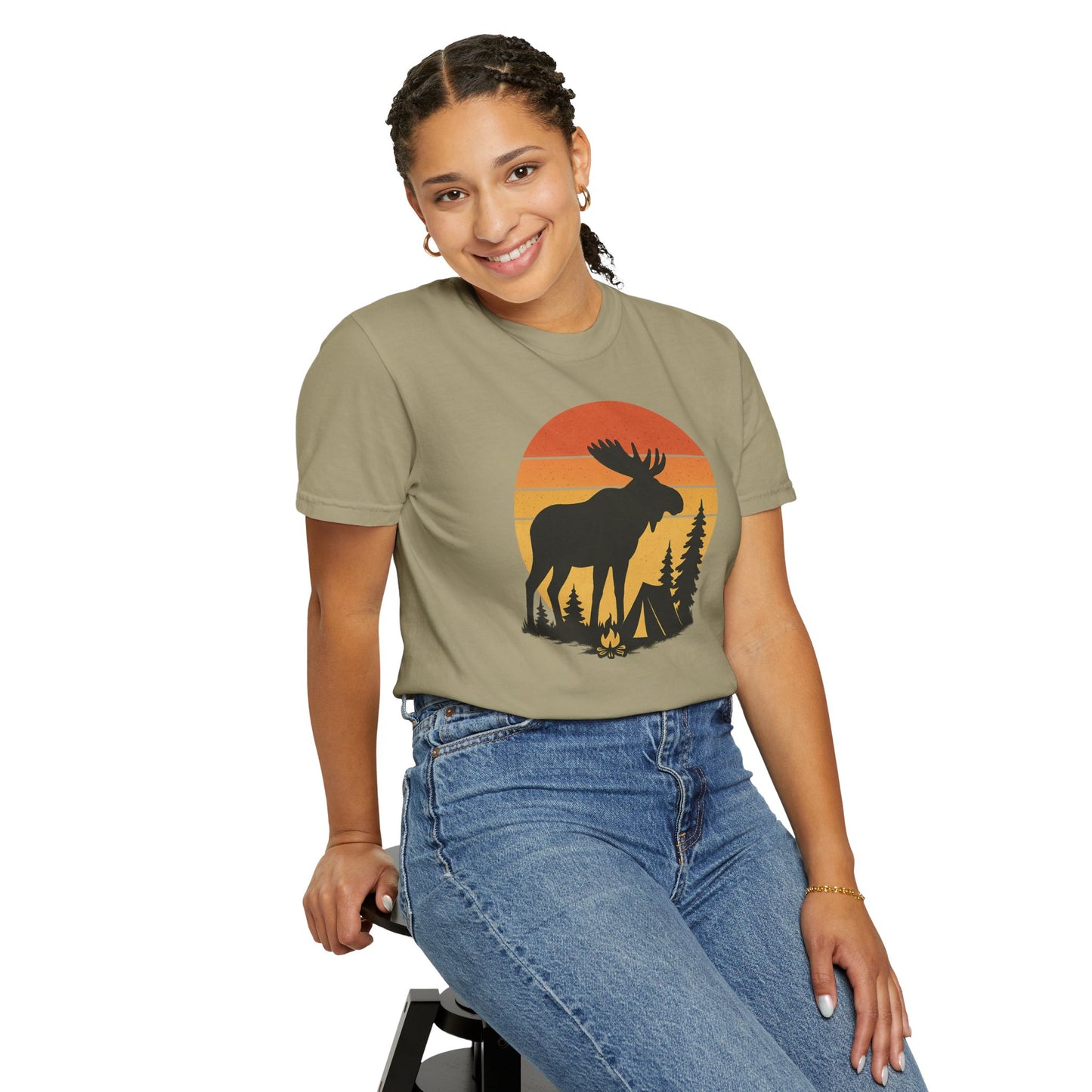 Moose Camping Sunset T-Shirt