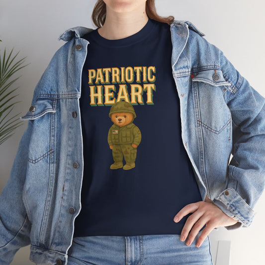 Patriotic Heart Tee — Cute Soldier Bear Graphic T-Shirt