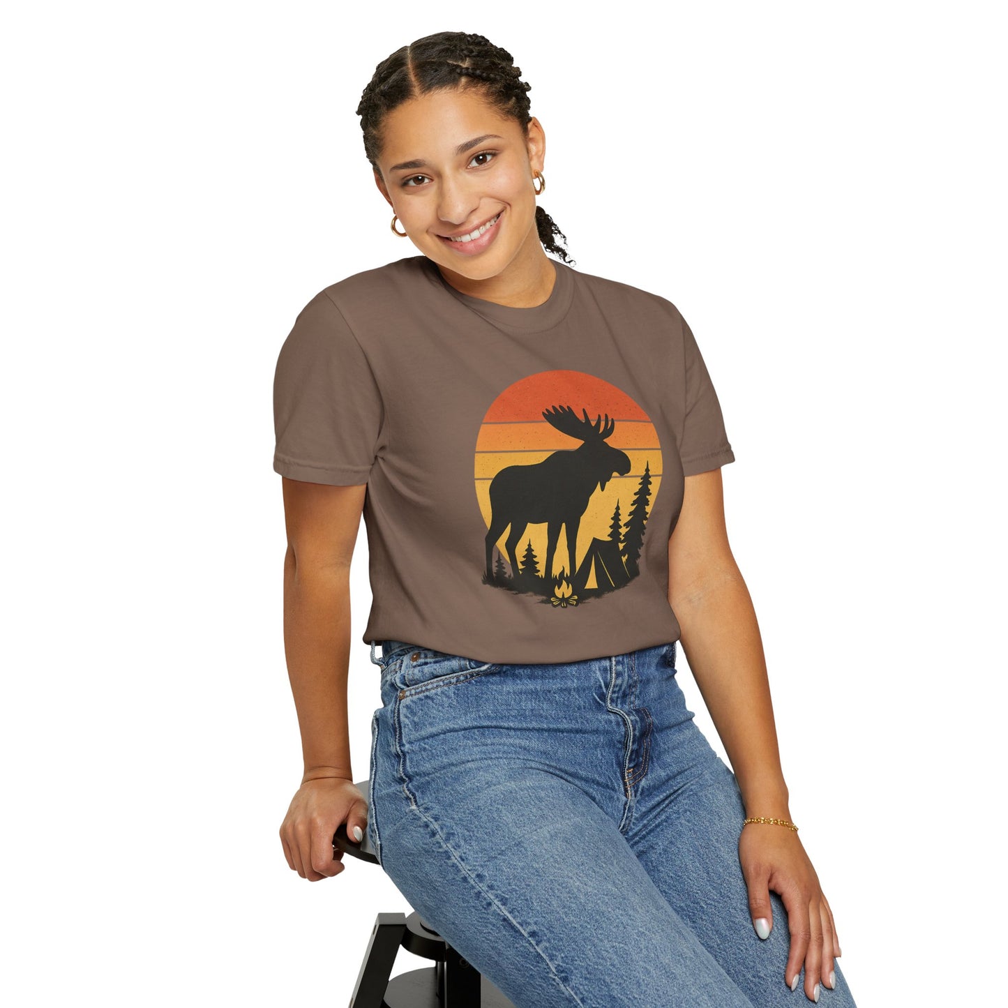 Moose Camping Sunset T-Shirt