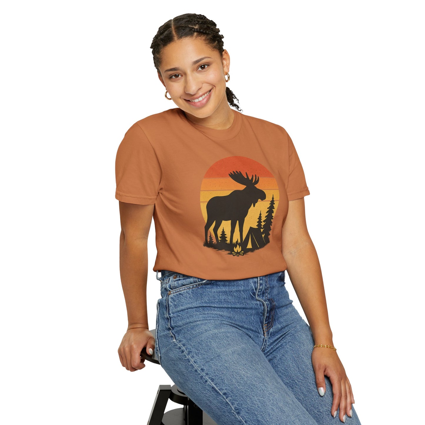 Moose Camping Sunset T-Shirt