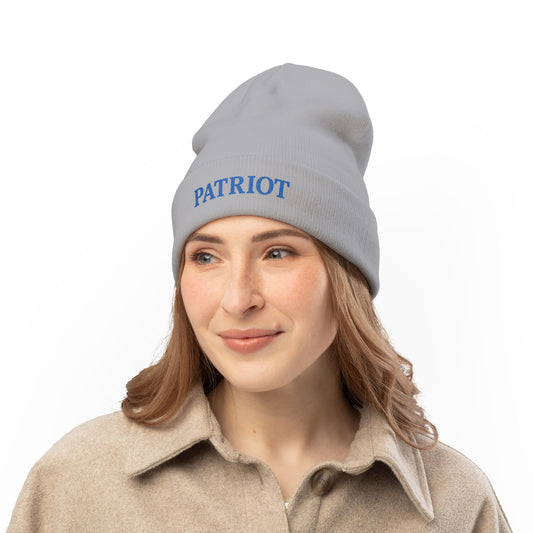 Patriotic Knit Beanie with Embroidery Colors Winter Hat, Gift for Veterans, Independence Day, Christmas, Cozy Fashion