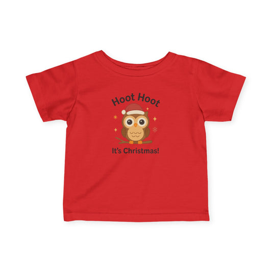 Infant Tee — "Hoot Hoot It's Christmas" Cute Owl Holiday Baby Shirt