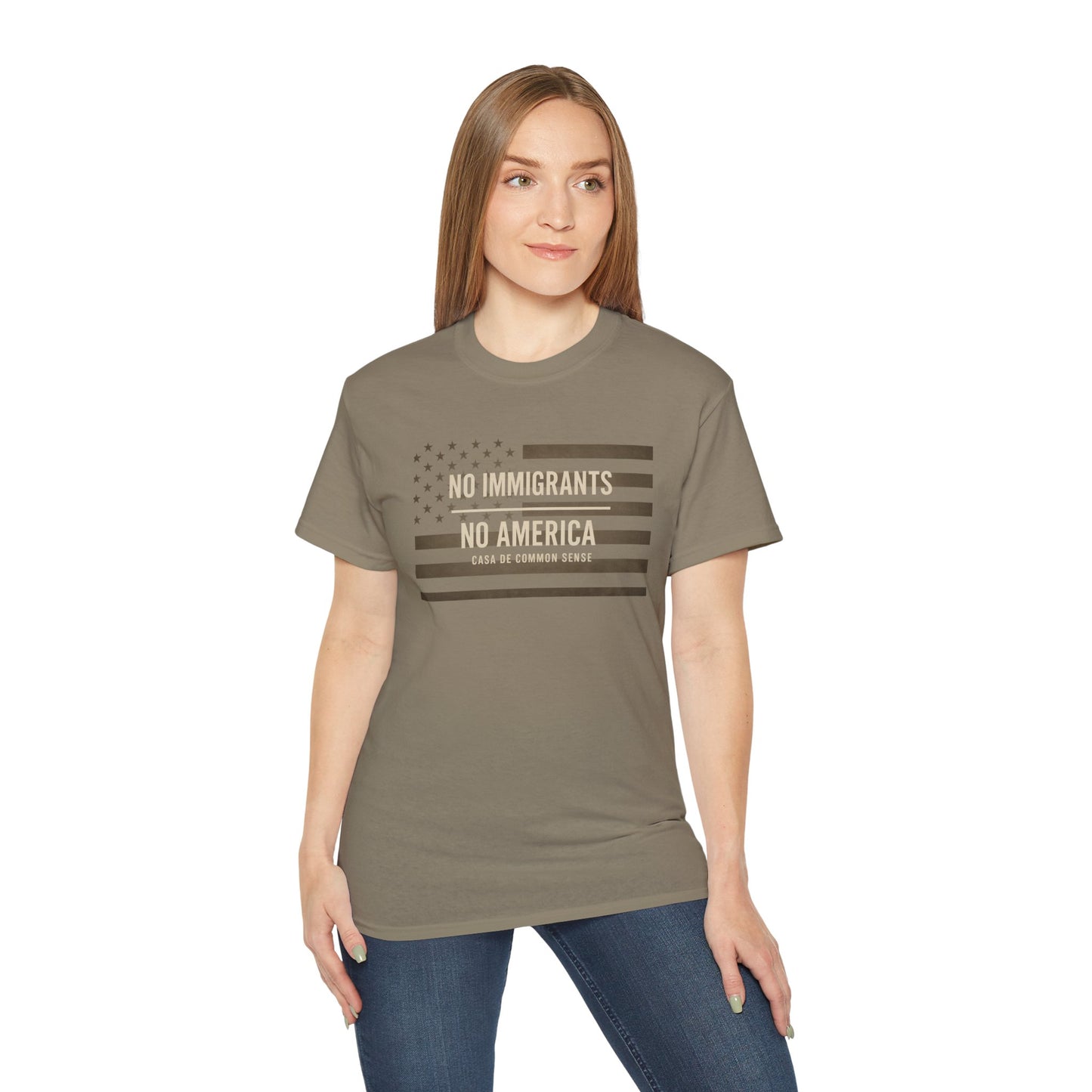 No Immigrants, No America T Shirt -Unisex Political Statement Tee, Casual Activist Shirt, Everyday Comfort for Men & Women