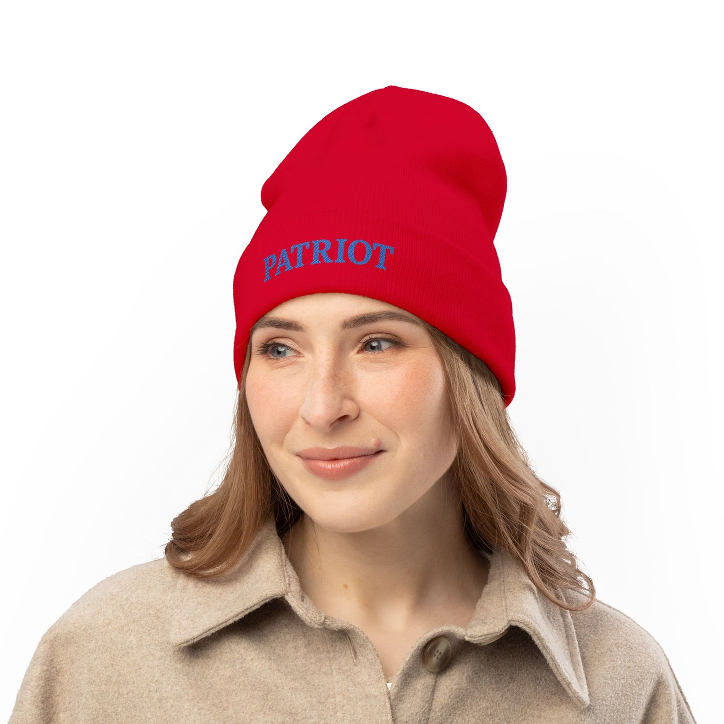 Patriotic Knit Beanie with Embroidery Colors Winter Hat, Gift for Veterans, Independence Day, Christmas, Cozy Fashion